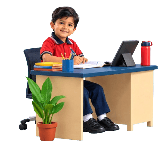 Student learning at a desk